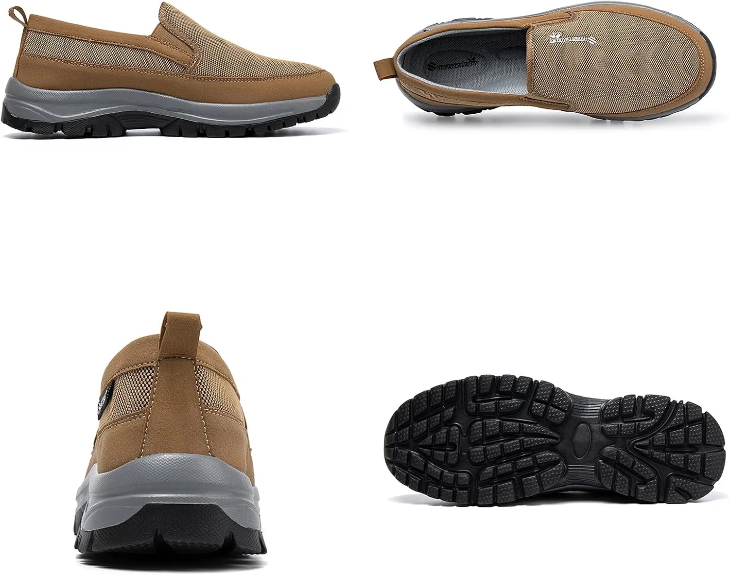 Кроссовки для ходьбы, легкие, Tongzone, Slip On, 004-khaki — фото 3
