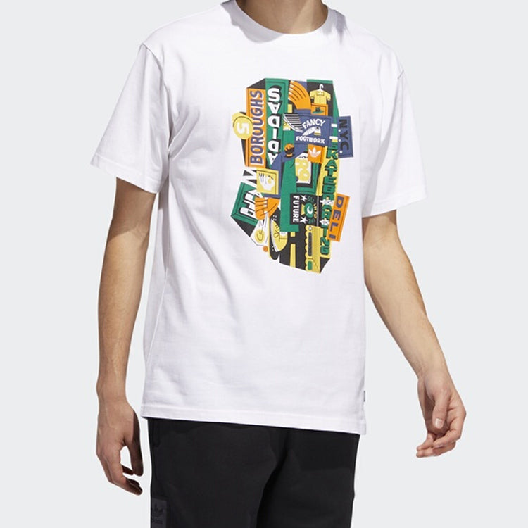 Футболка adidas originals Pattern Logo Printing Short Sleeve White EC7348, белый — фото 4