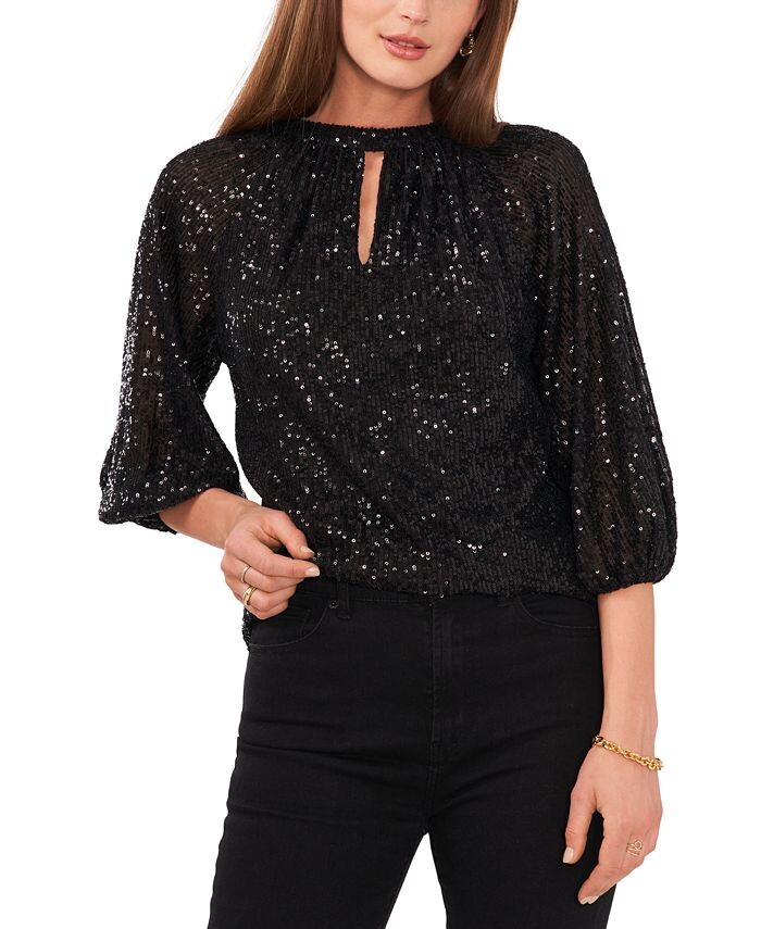 

Женский топ с рукавами реглан и каплевидным вырезом Vince Camuto, черный