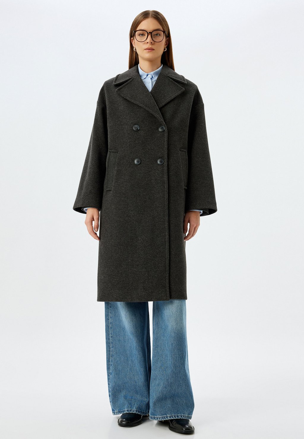 

Классическое пальто OVERSIZED Koton, серый