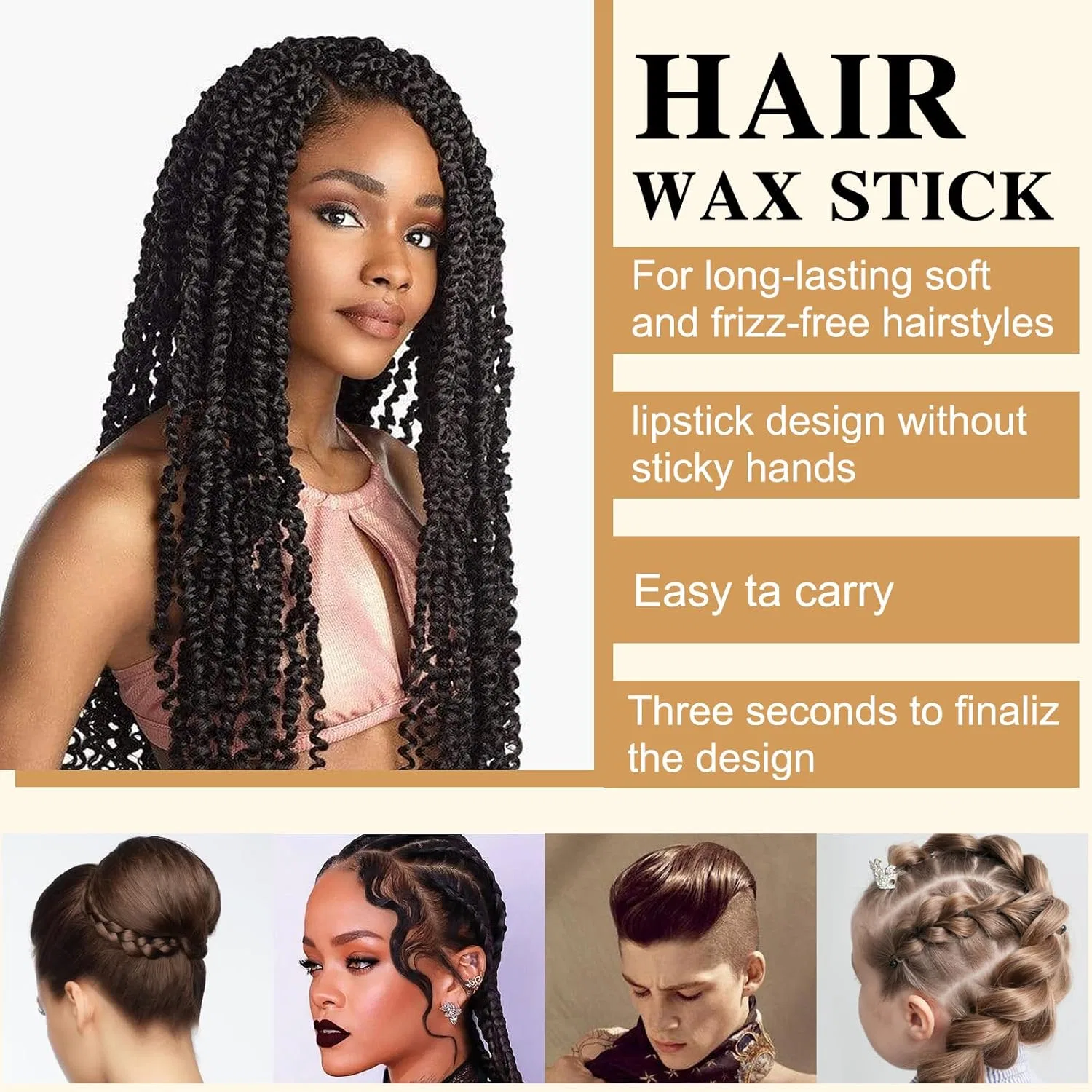 Восковой стик для укладки волос с аргановым маслом, 75 г Beauty Searcher, Set Black Comb — фото 2