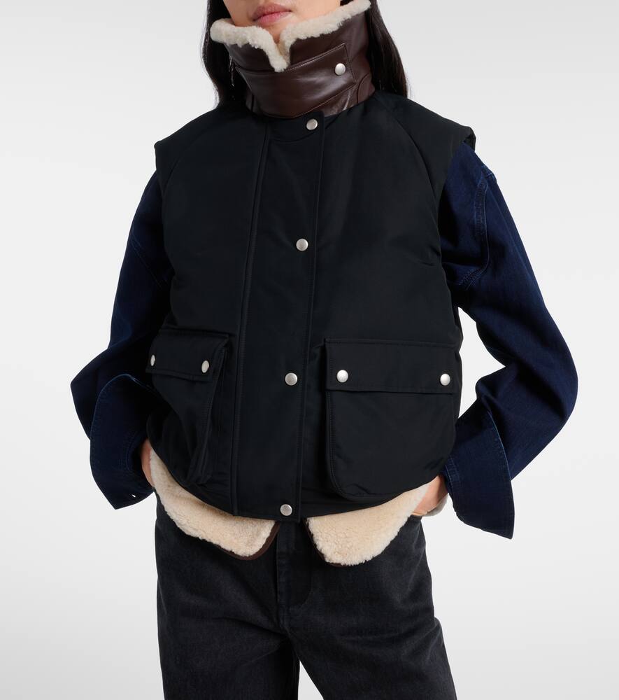 Жилет из хлопковой смеси с отделкой из овчины Loewe, Black — фото 3