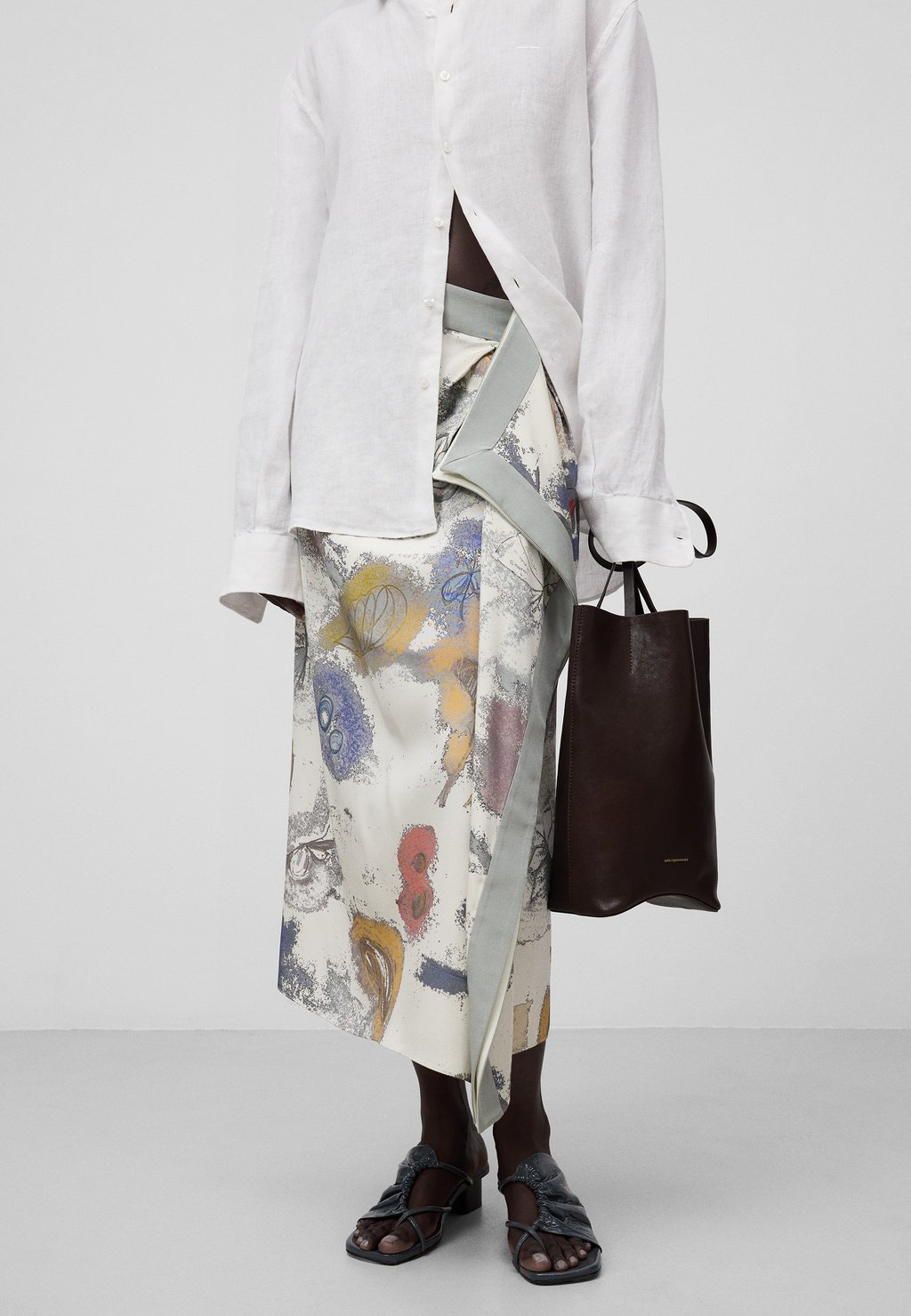

Юбка с запахом PRINTED WITH RUFFLE - A-line skirt ADOLFO DOMINGUEZ, мультиколор