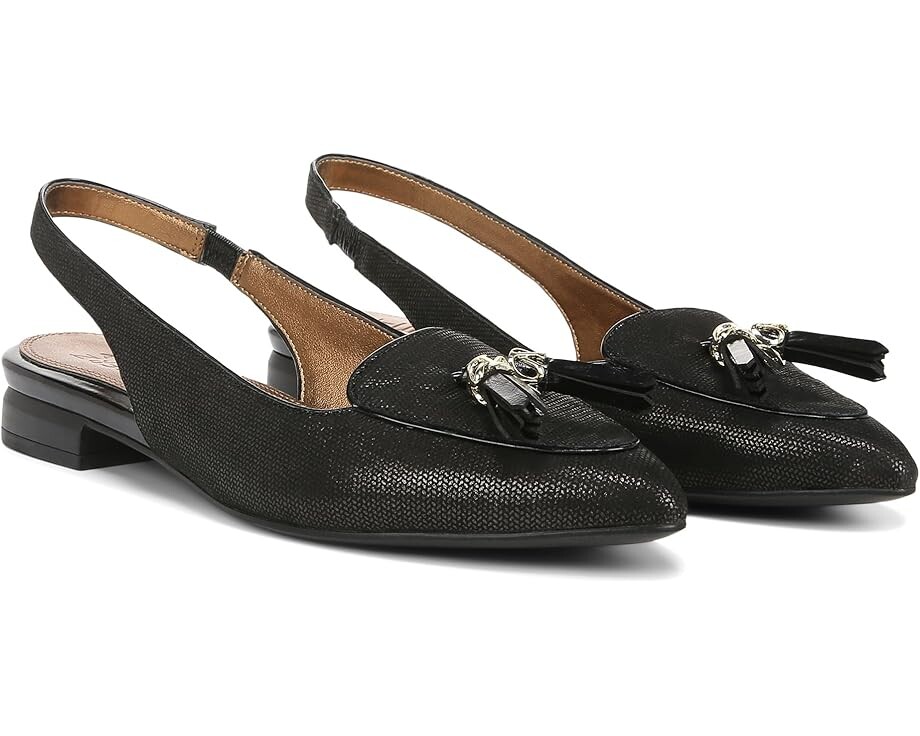 

Туфли на плоской подошве Naturalizer Juliana Slingbacks, цвет Black Metallic Leather