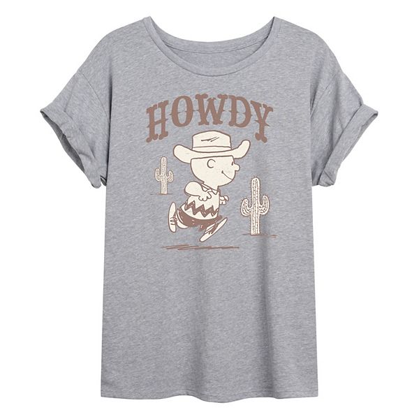 

Футболка Juniors Peanuts Howdy Charlie Brown оверсайз Licensed Character, Heather Gray
