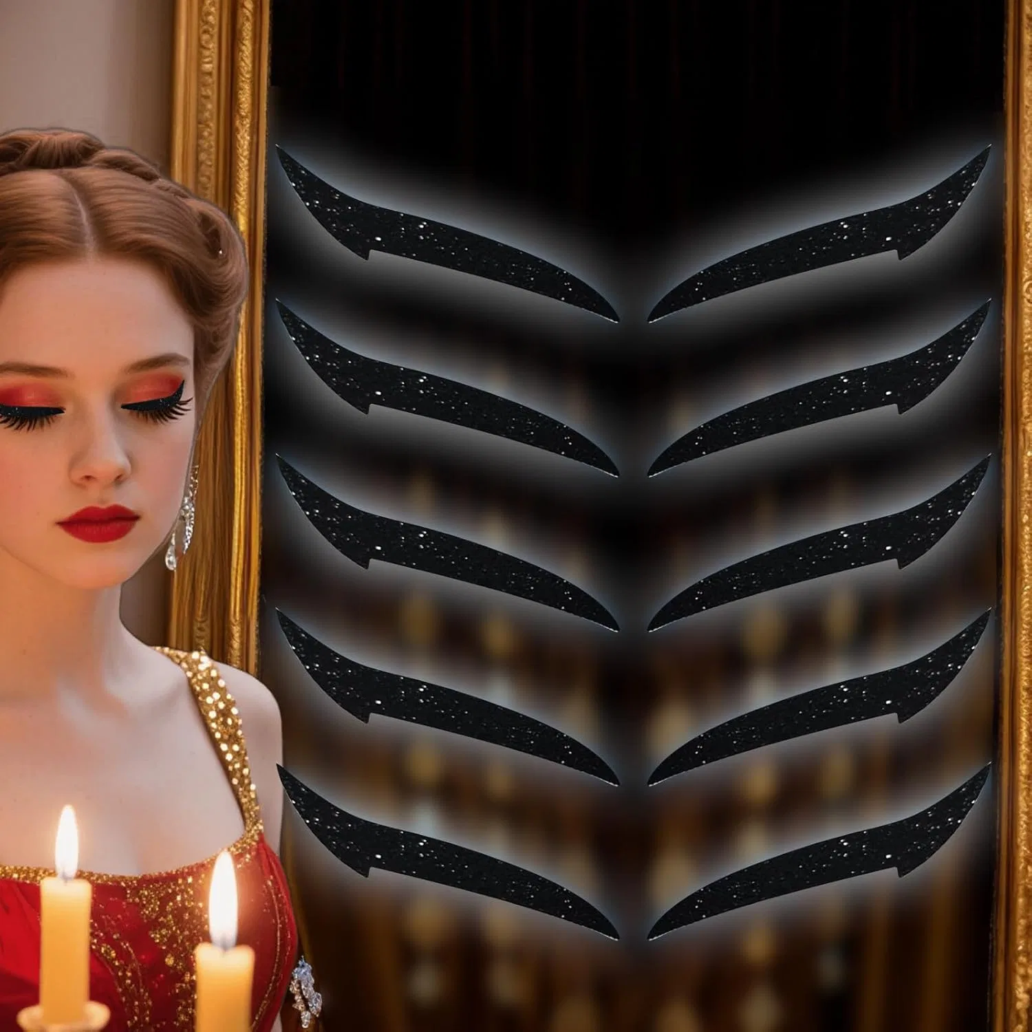Наклейки для век Eyeliner Stickers, 10 шт, водостойкие, для танцев и сцены, черные — фото 3