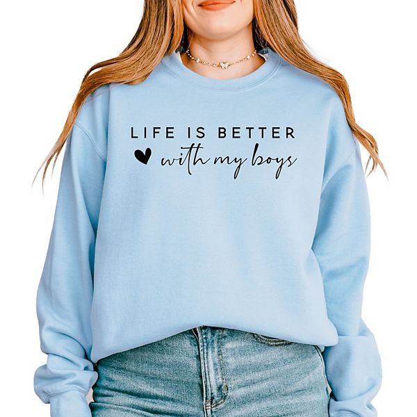 

Свитшот с принтом "Life is better with my boys" Simply Sage Market, Light Blue, Зеленый, Свитшот с принтом "Life is better with my boys" Simply Sage Market, Light Blue