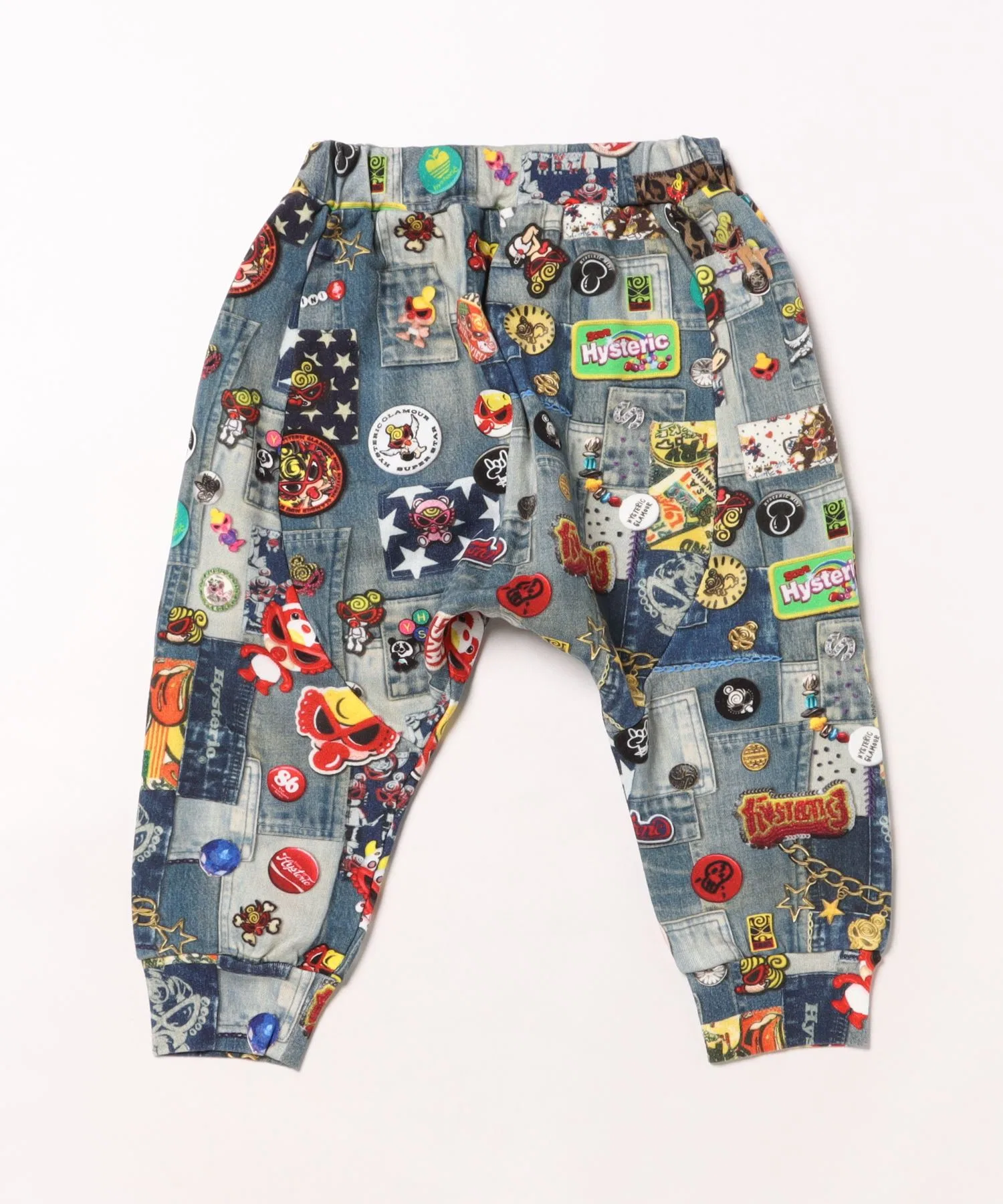 Детские брюки-саруэл HYSTERIC MINI из денима с принтом тёмно-синие — фото 2