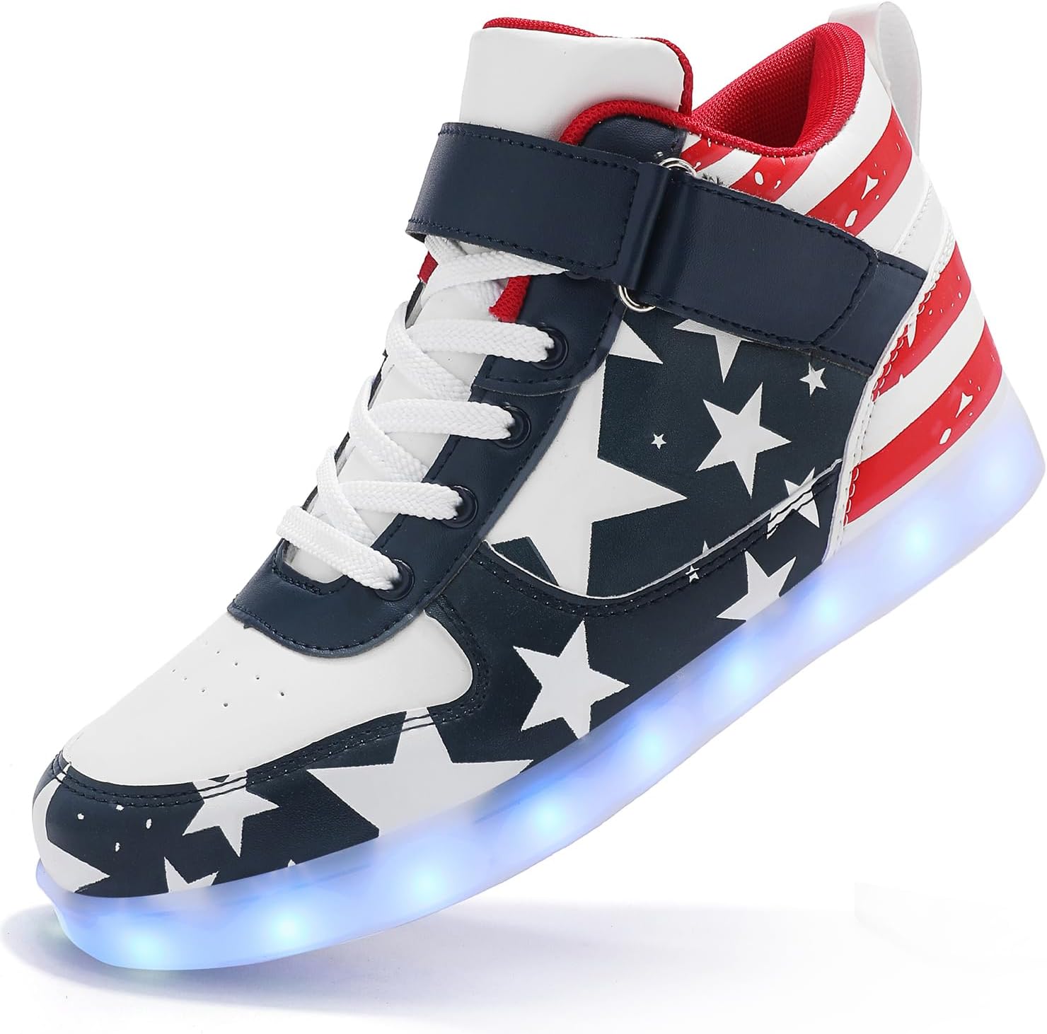 

Светящиеся кроссовки LED унисекс на высокой подошве с подсветкой, мигающие, с USB зарядкой, на шнуровке, для женщин и мужчин Feancy, Gb Aflag