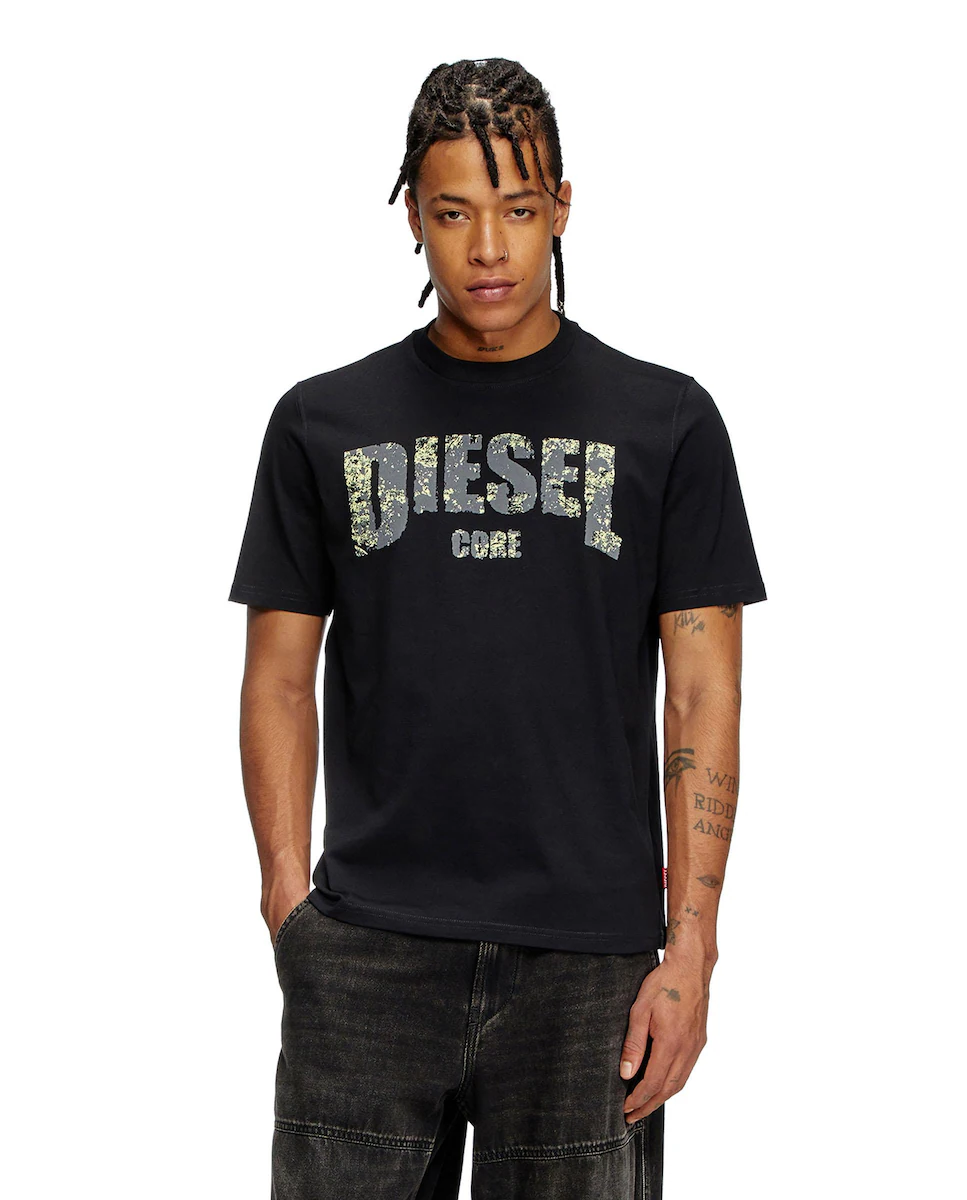 

Мужская футболка из хлопка с короткими рукавами Diesel, чёрный