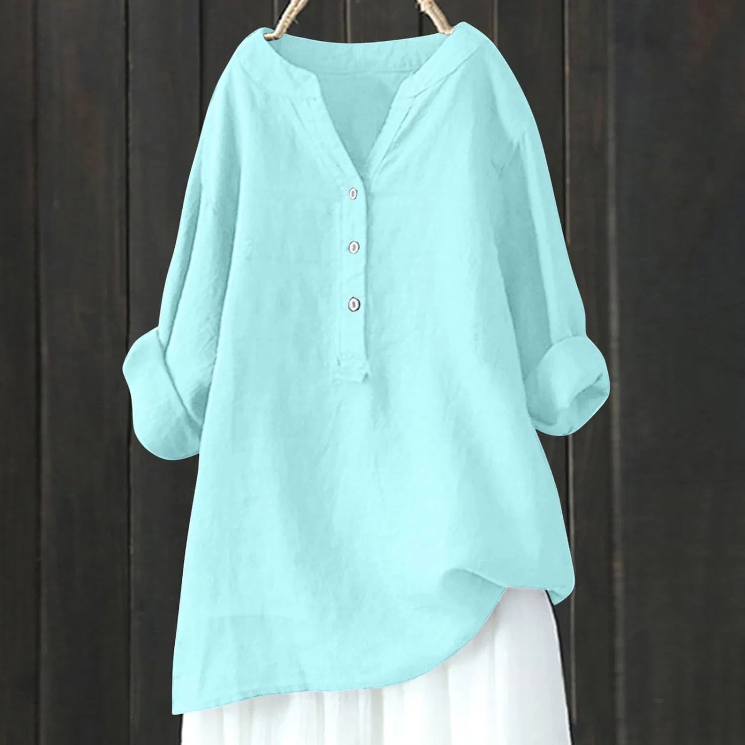 Блуза свободная, Crew Neck, Spring Tunic, темно-синяя — фото 2