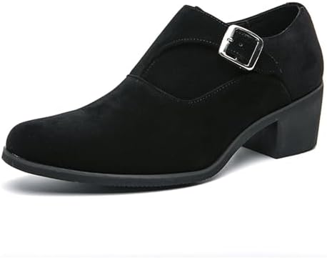 

Мужские туфли NELSBREX из замши с массивным каблуком, монки с пряжкой, оксфорды, модный заостренный носок, нескользящие, на подъеме, лоферы на низком каблуке, официальная деловая обувь, низкие челси, черный