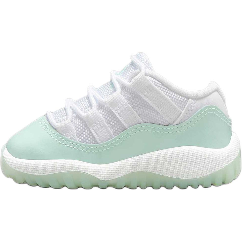 Air 11 Retro нескользящие износостойкие низкие детские ботинки white green для малышей Jordan, белый зеленый