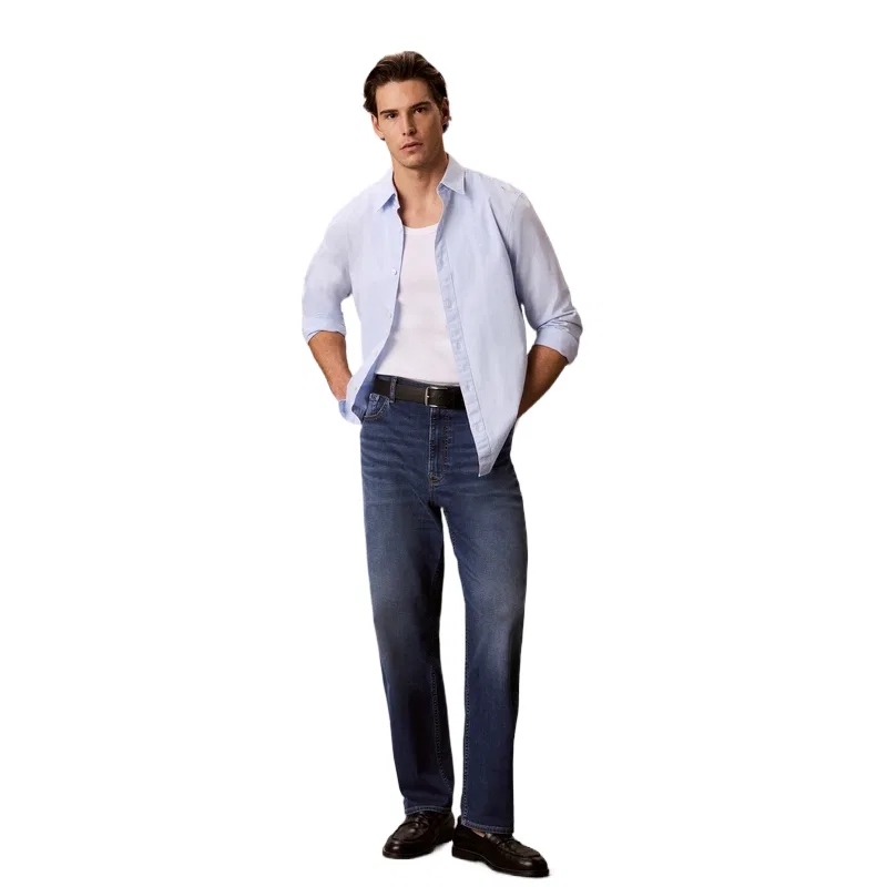 Джинсы Calvin Klein Jeans зауженные с эффектом градиента синие — фото 4
