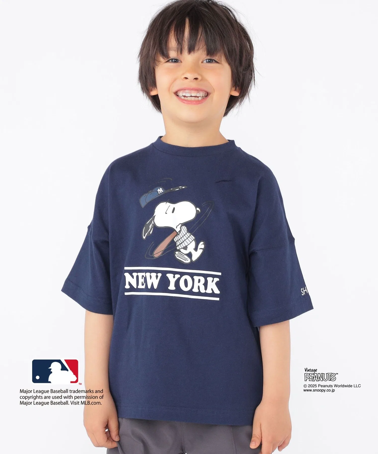 Детская футболка SHIPS KIDS PEANUTS MLB с принтом тёмно-синяя