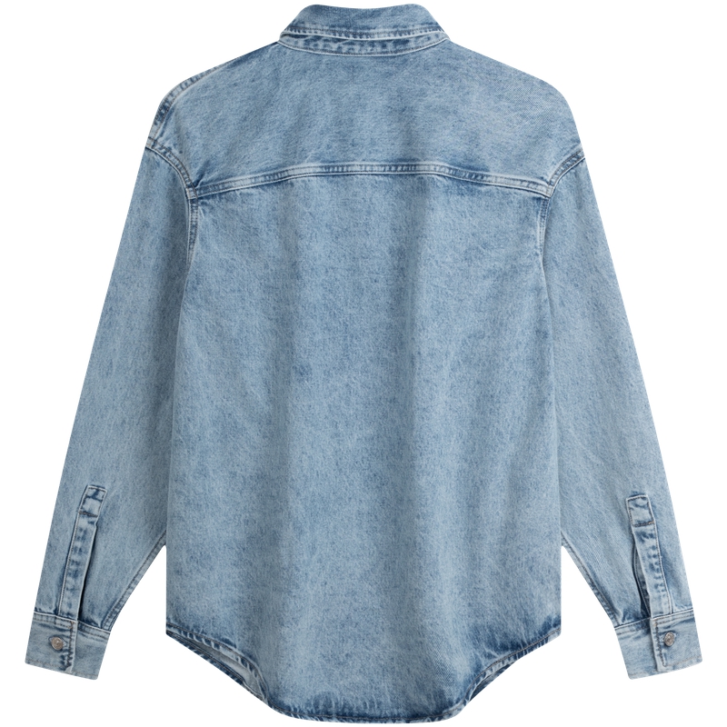 Футболка CALVIN KLEIN женская джинсовая светло-голубая, 1AA-Denim Light Blue — фото 3