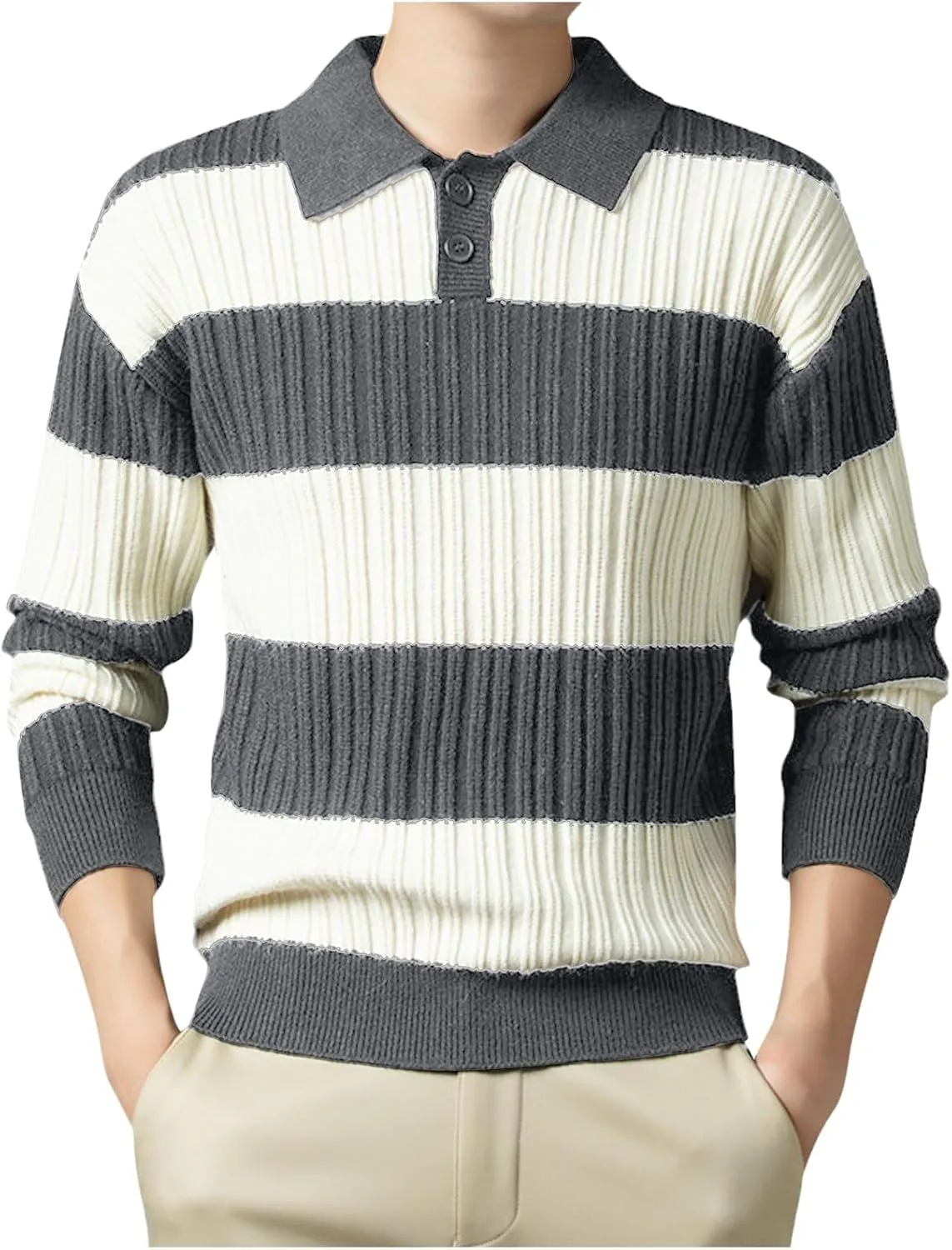 

Поло свитер для мужчин Long Sleeve Slim Fit