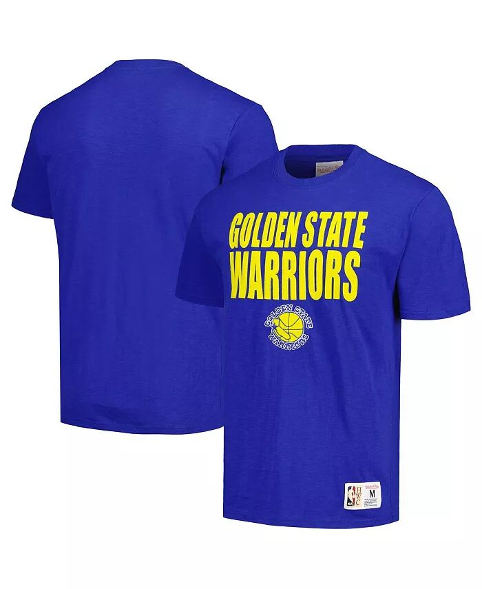 

Мужская королевская состаренная футболка Golden State Warriors Hardwood Classics Legendary Slub Mitchell & Ness