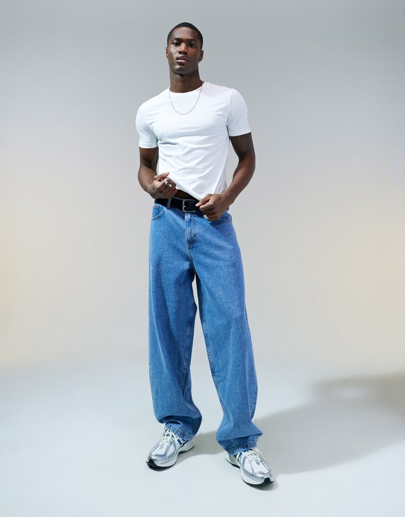 

ASOS DESIGN – Голубые мешковатые джинсы