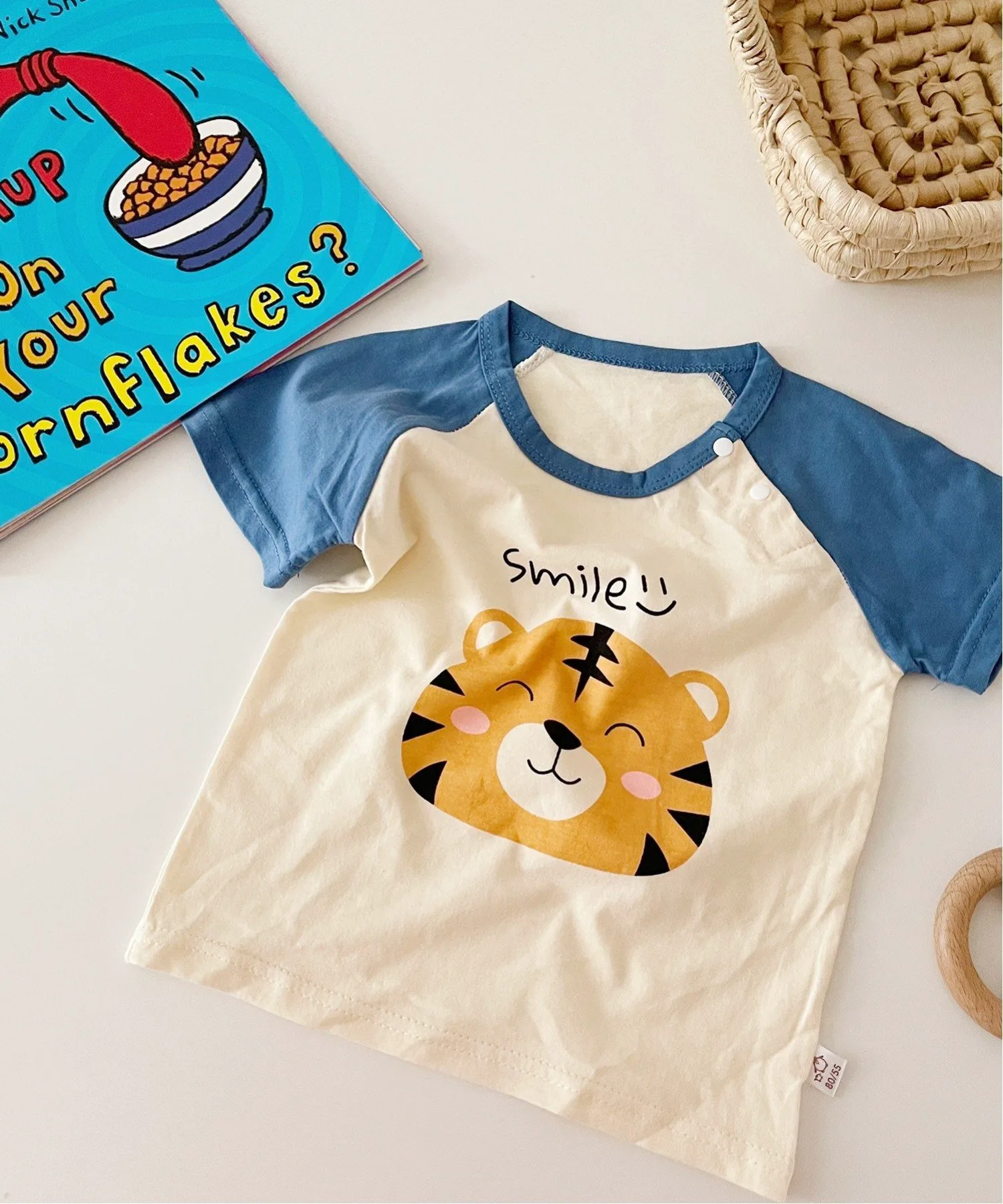 Милая футболка с коротким рукавом и принтом животного. Aimoha Kids, Blue and other shades 2