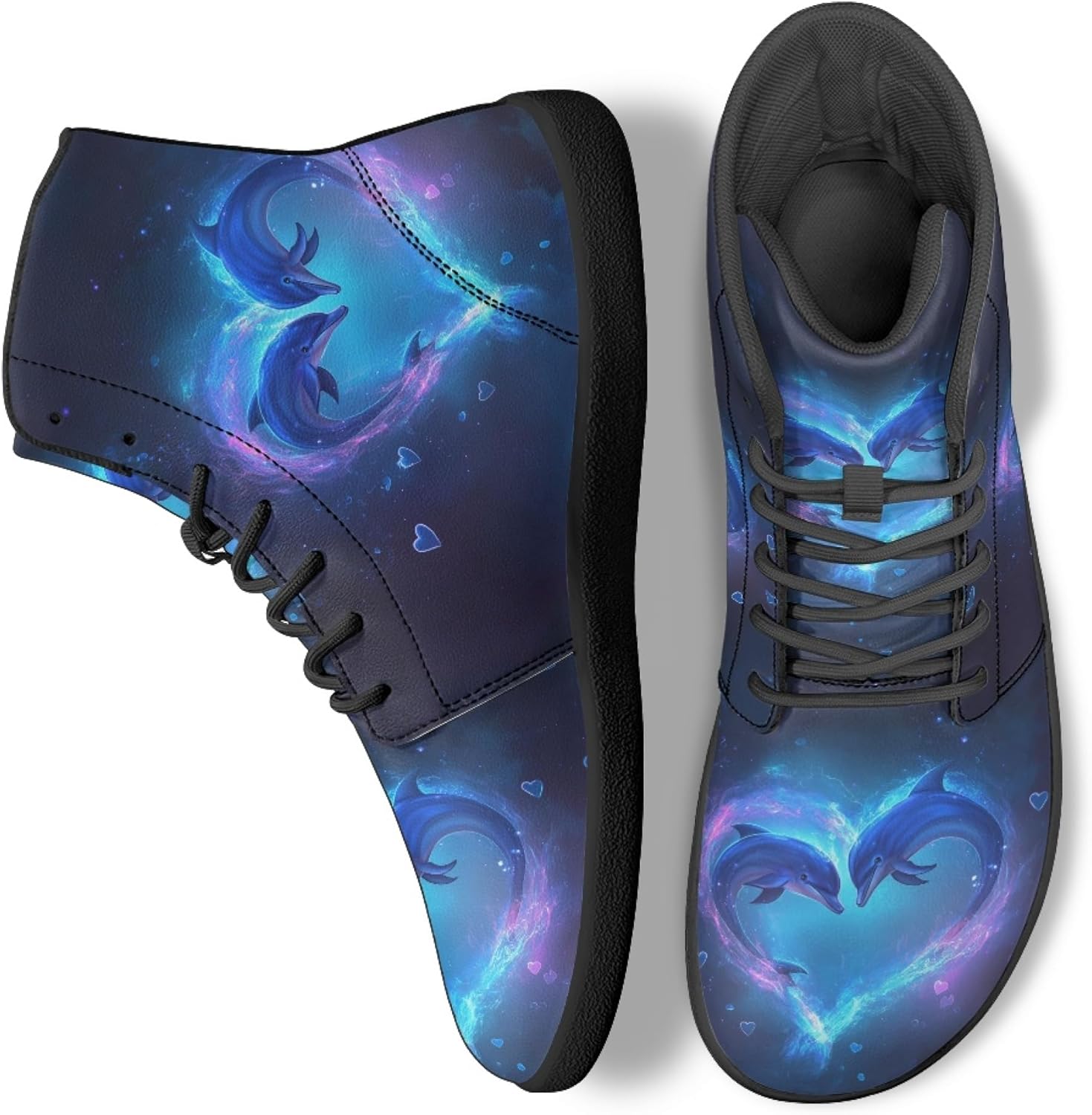 

Стильные высокие кроссовки из PU-кожи с принтом для мужчин и женщин, босоногого типа Arleeorkee, Dolphin