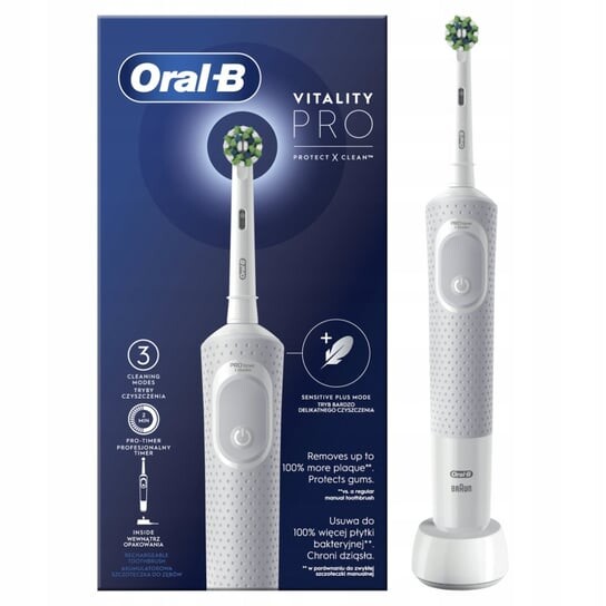 

Электрическая зубная щетка, белая ORAL-B, Vitality PRO D103 Protect X Clean