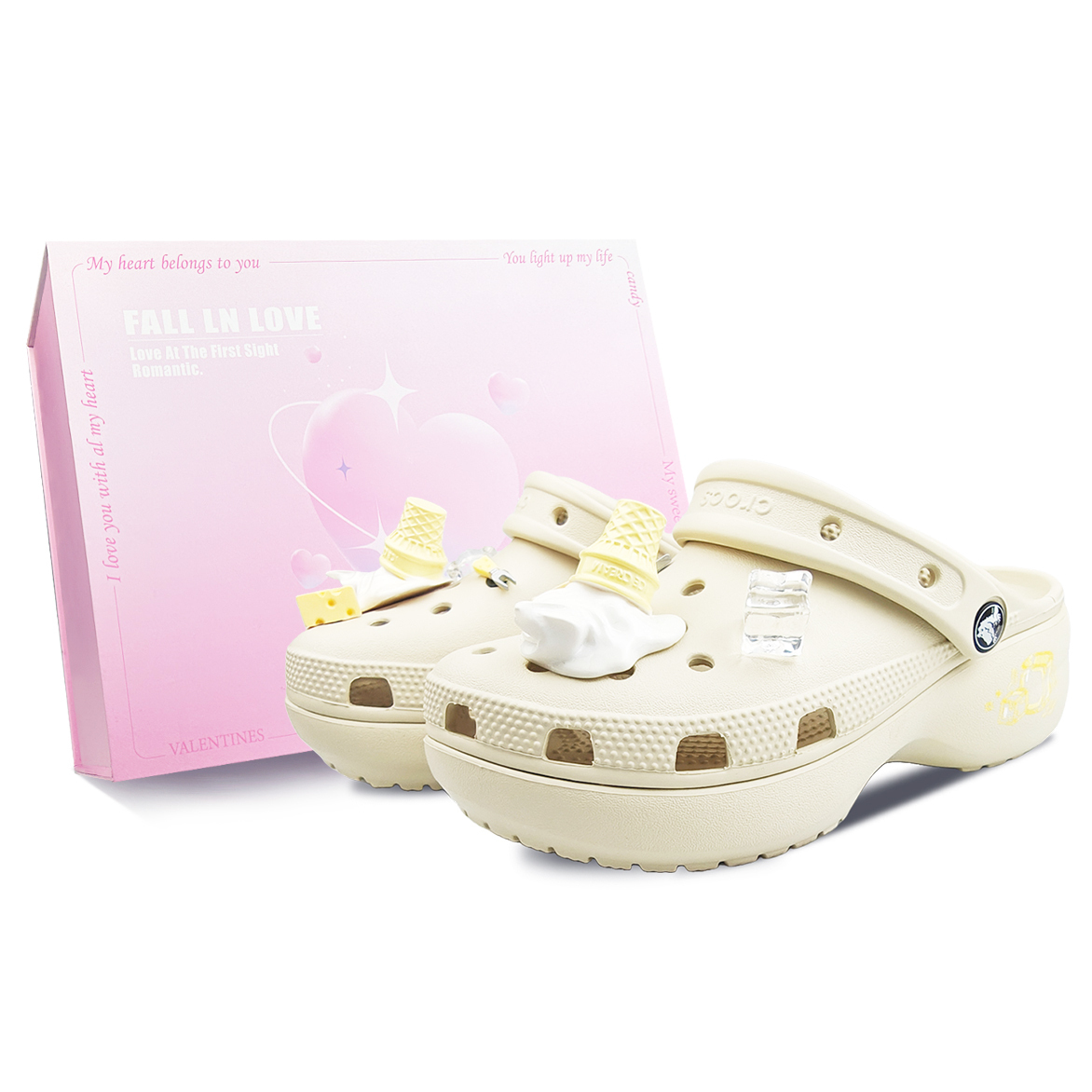 Crocs Классические платформенные клоги женские Cheese Ice Cream, коробка - Cheese Ice Cream-Sweet Box, цвет Cheese Ice Cream-Sweet Box