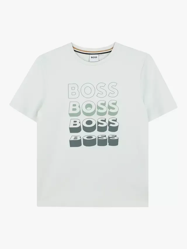 Детская футболка BOSS с несколькими логотипами HUGO BOSS, Sprout Green