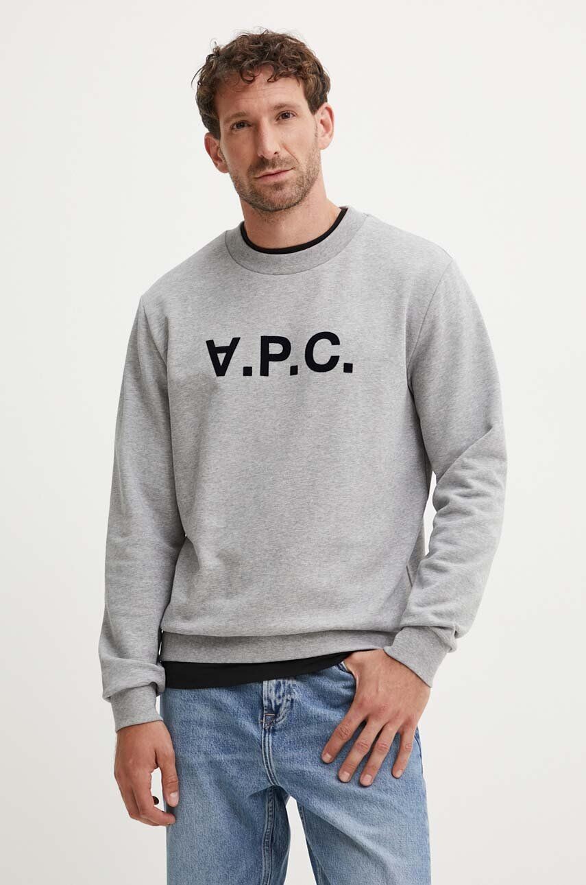 

Хлопковая толстовка Sweat Standard grand vpc GOTS A.P.C., серый