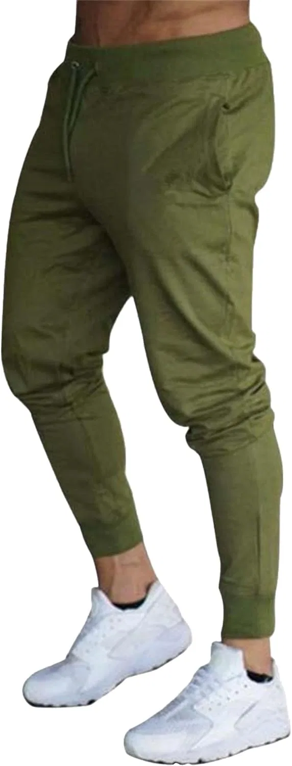Спортивные брюки мужские, зауженные, с завязками, Green