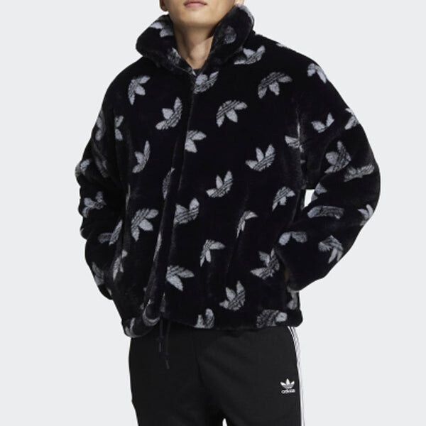Куртка adidas originals Logo Stand Collar Sports Jacket Black, черный — фото 3