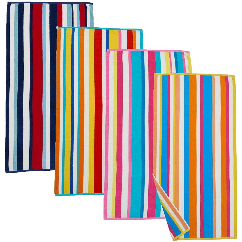 

Набор из 4 пляжных полотенец Madelinen Velour Cabana Stripe, цвет Multi Colorful Stripes