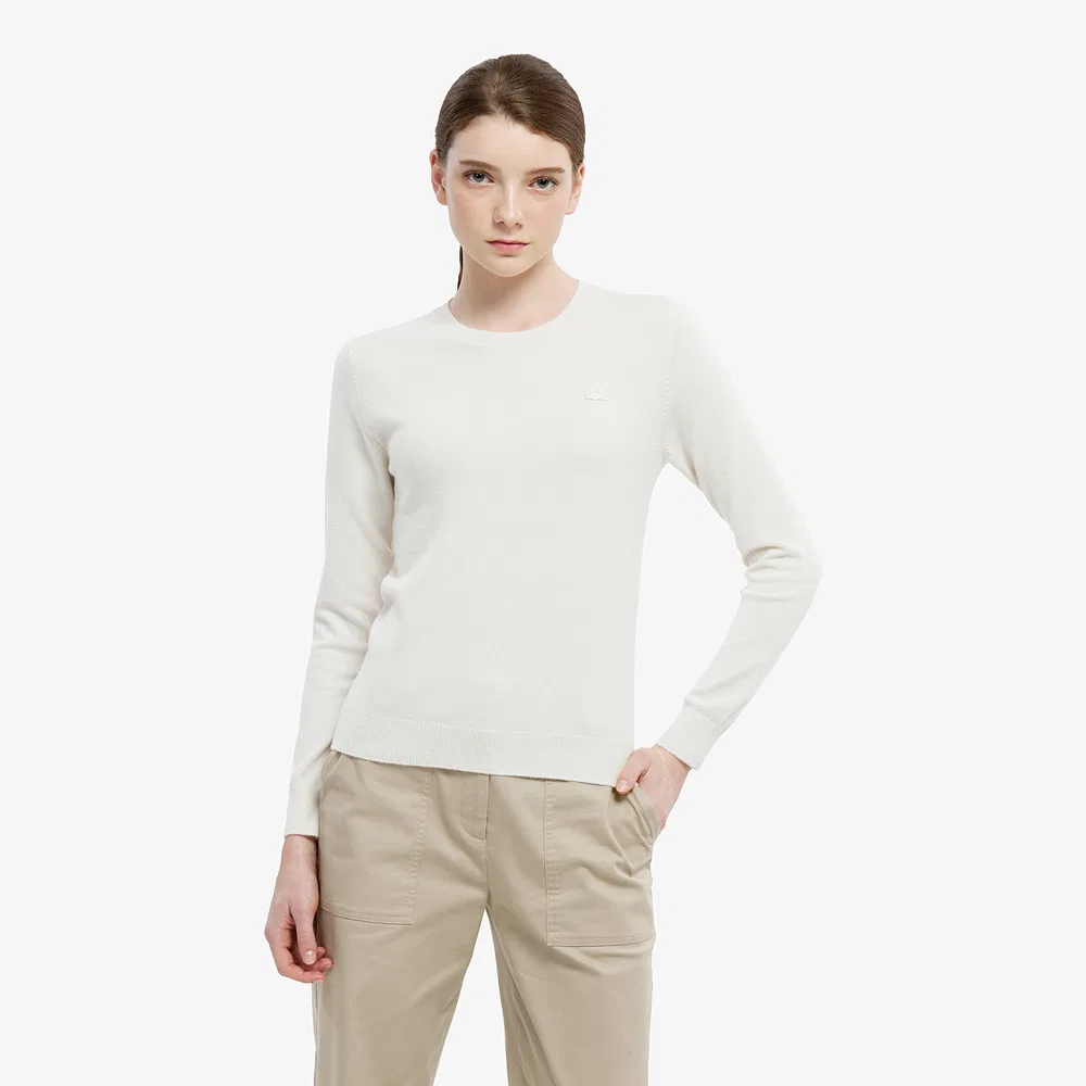 Свитер женский Lacoste базовый, шерстяной, кремовый
