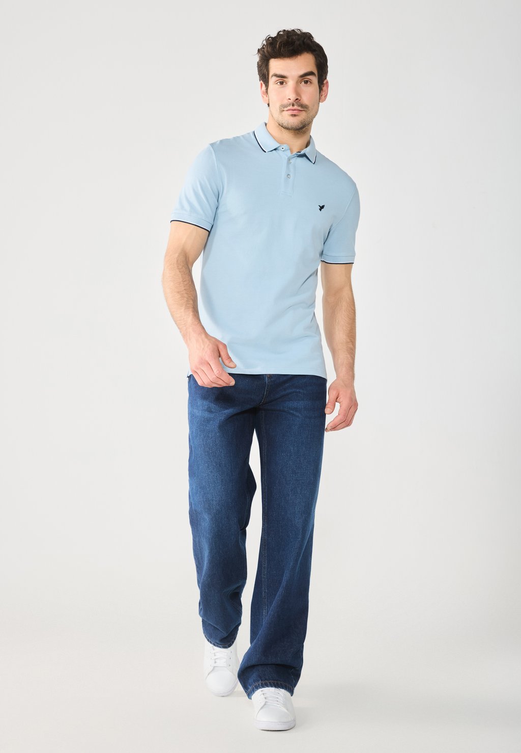 

Рубашка поло Pier One by Zalando, светло-голубой
