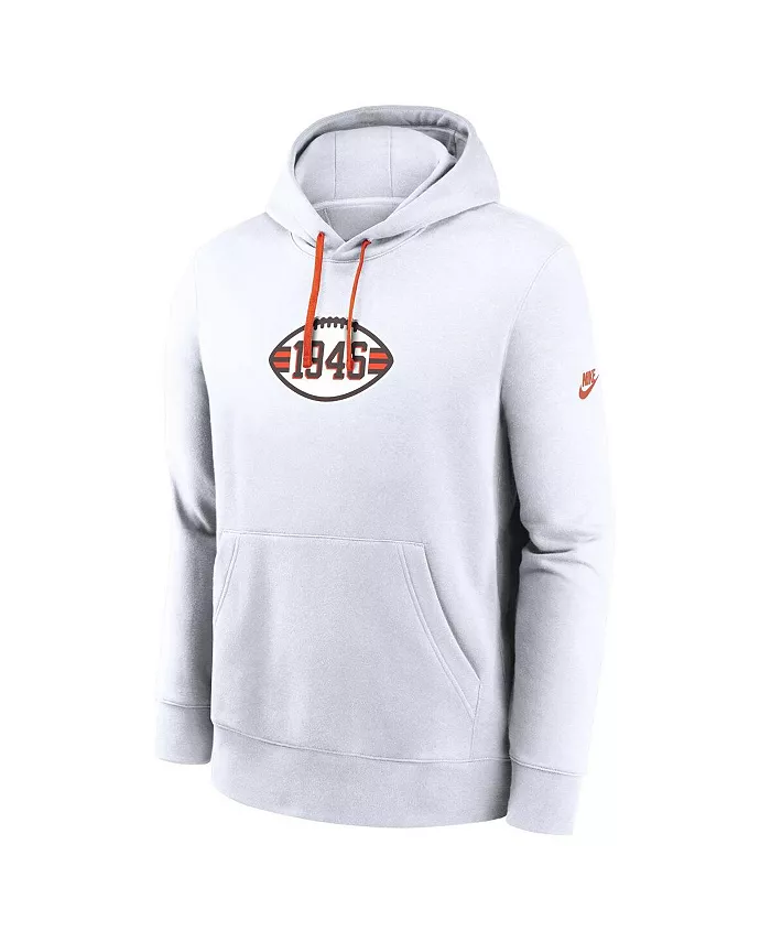 Мужская белая толстовка с капюшоном Cleveland Browns 2023 Sideline Club Alternate Tri-Blend Nike — фото 3