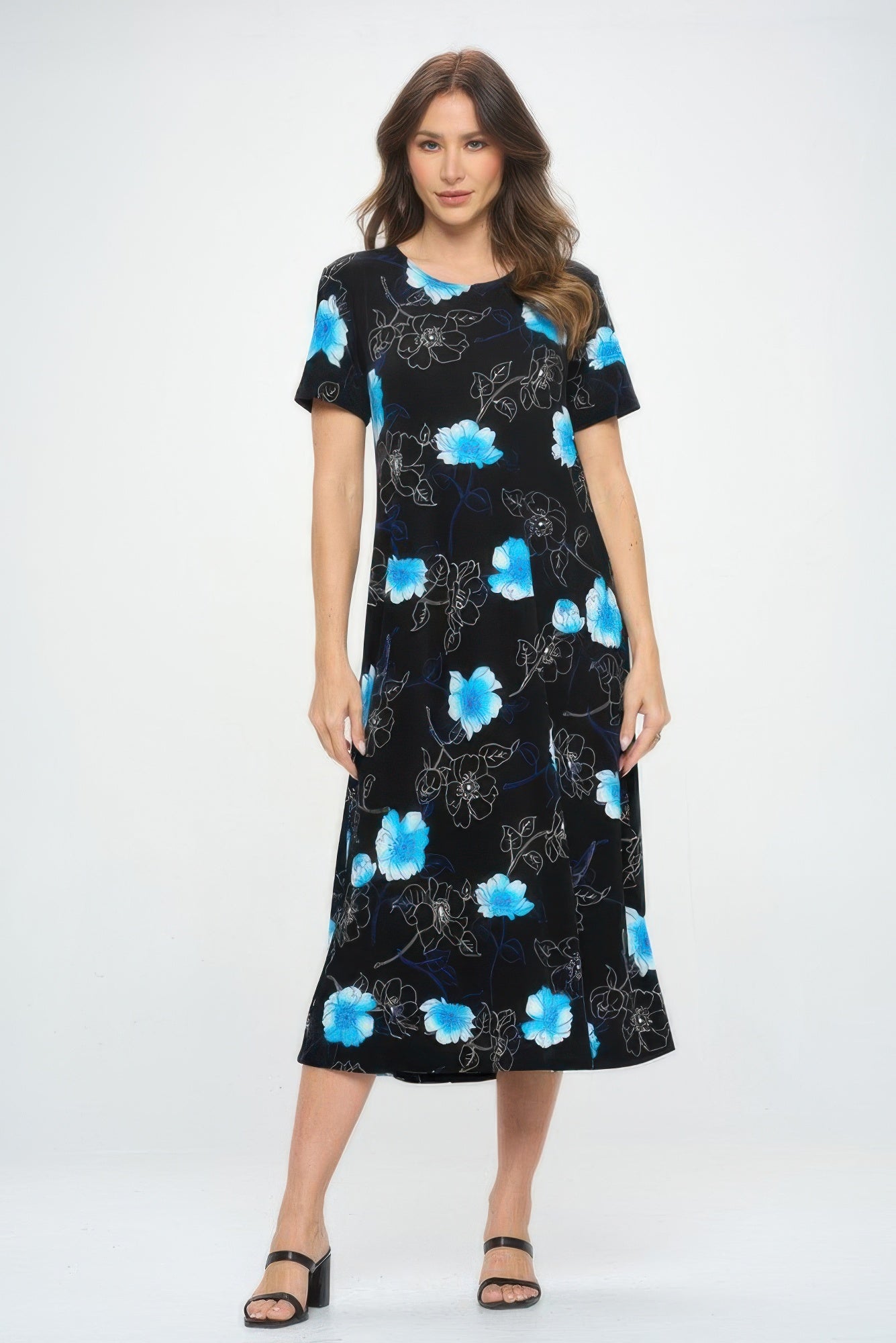 

Длинное платье с принтом Bns и коротким рукавом Truedames, бирюзовый