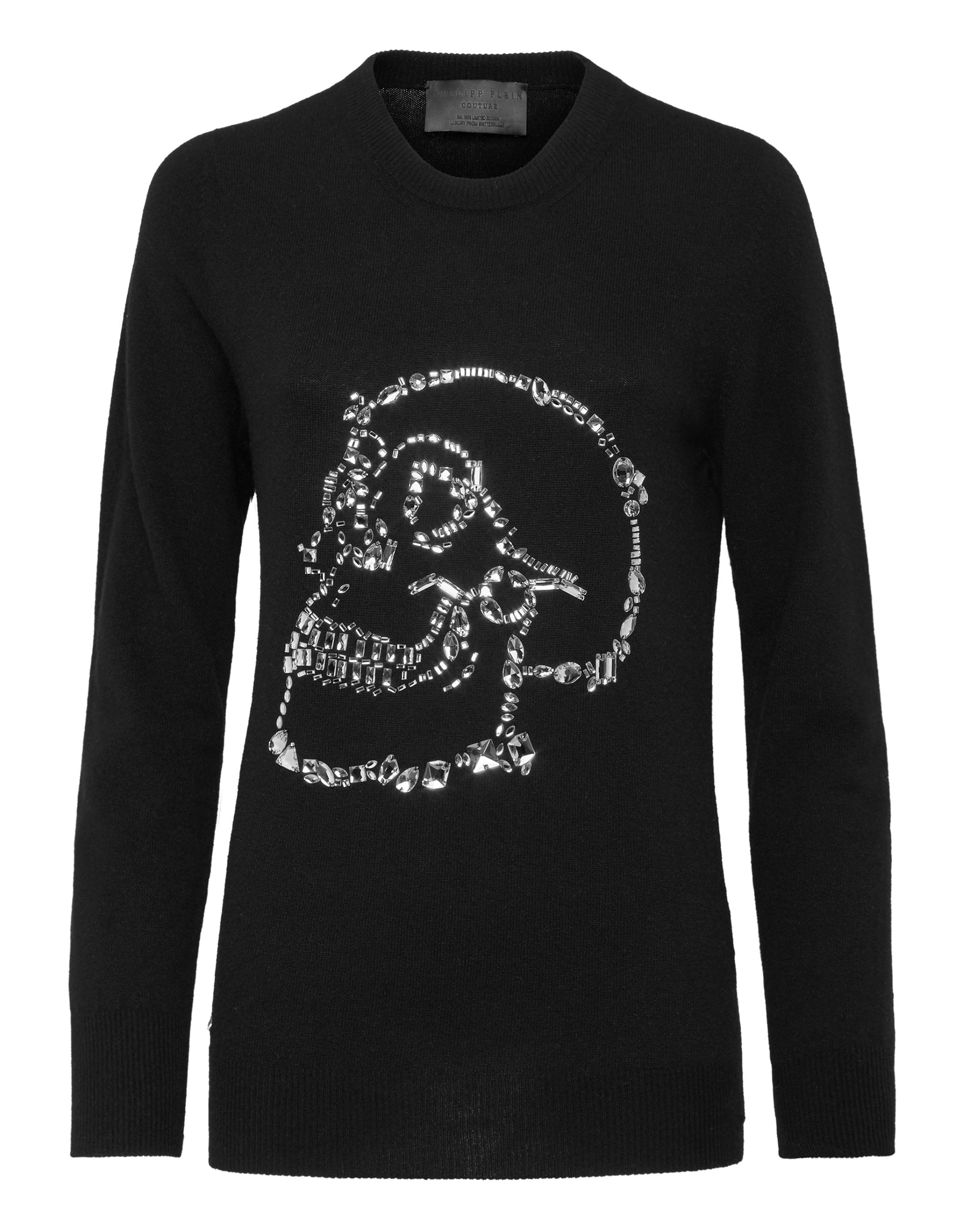 

Пуловер с круглым вырезом LS Look At Me Skull crystal PHILIPP PLEIN, черный
