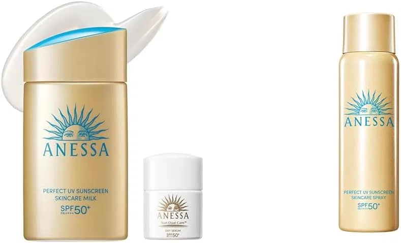 Набор солнцезащитных средств ANESSA: молочко 60 мл и спрей 60 г SPF50+ PA++++
