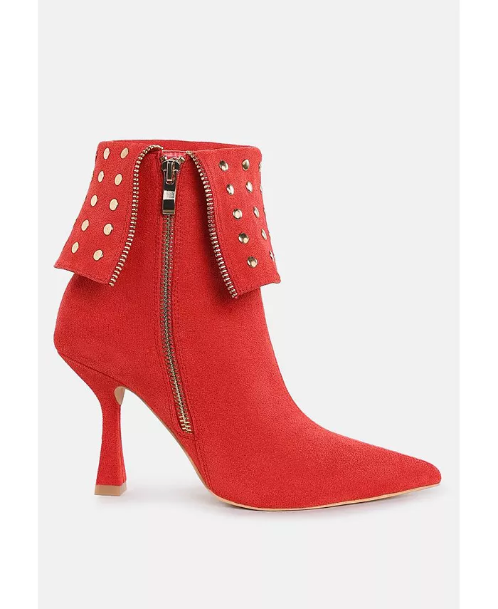 Ботинки Piccini Stud с отворотом и декоративными шипами London Rag, красный