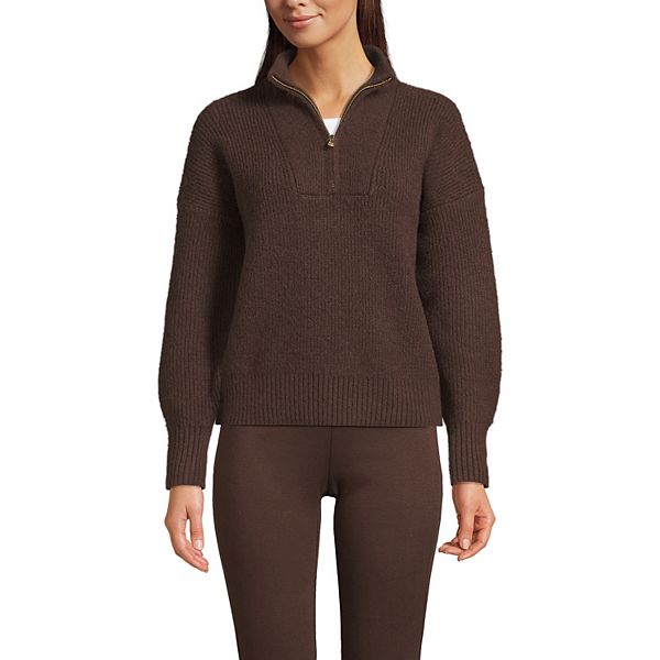 

Женский свитер с молнией на четверть Lands' End, Rich Coffee