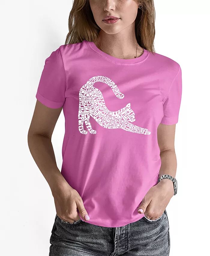 

Женская футболка Stretching Cat Word Art с круглым вырезом LA Pop Art, розовый