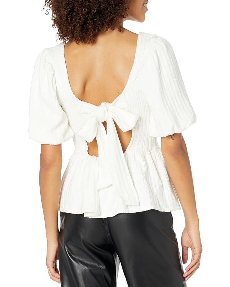 

Топ line and dot Thea Balloon Sleeve Knit Top, слоновая кость