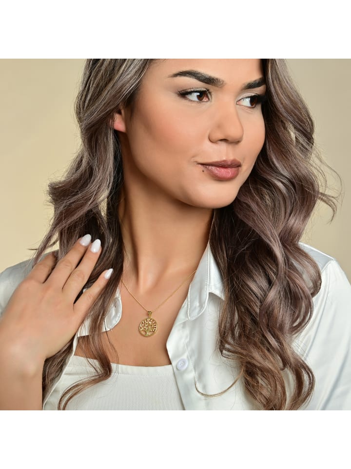 

Adeliás Женский кулон - кулон «Древо жизни», изготовленный из серебра 925 пробы с кубическим цирконием в золотой оправе