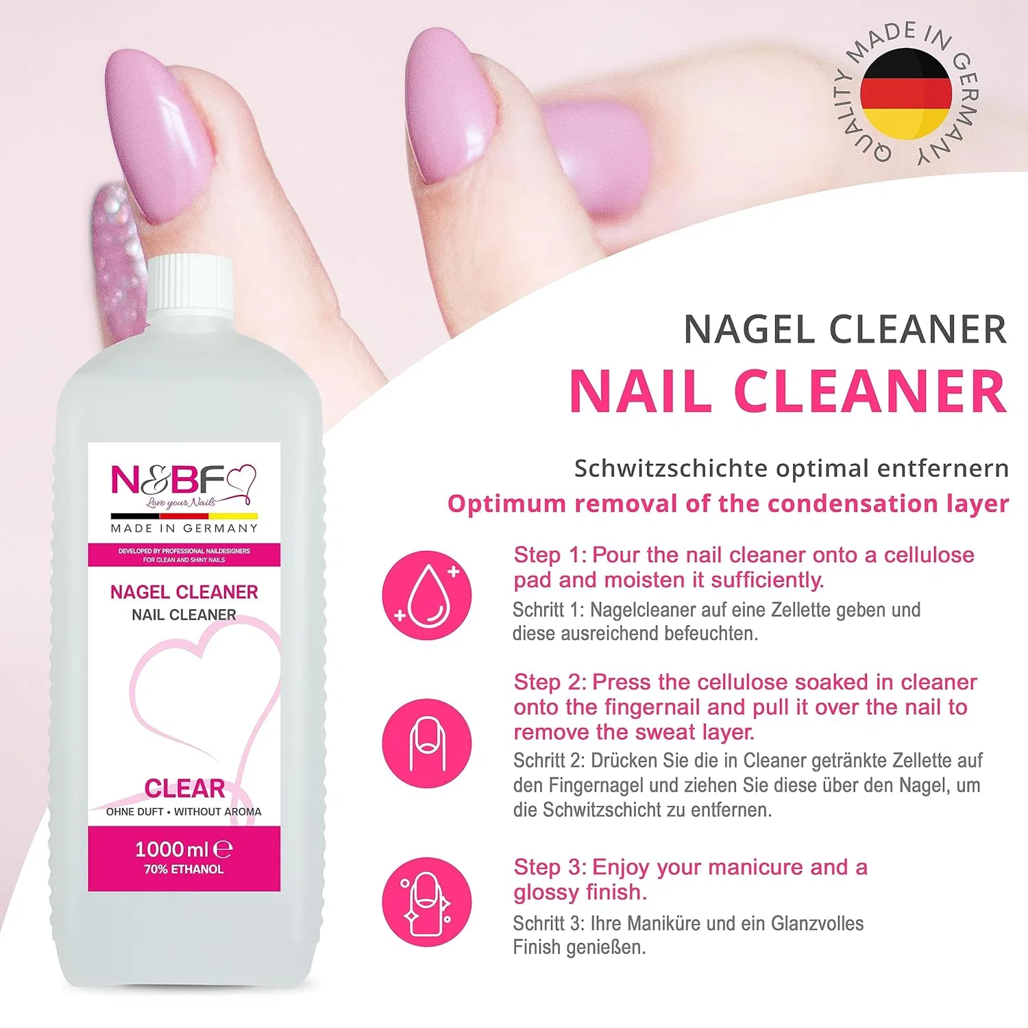 Набор Nails Factory N&BF All for One: очиститель для ногтей 1000 мл, дозатор и 1000 целлюлозных салфеток N&Bf — фото 4