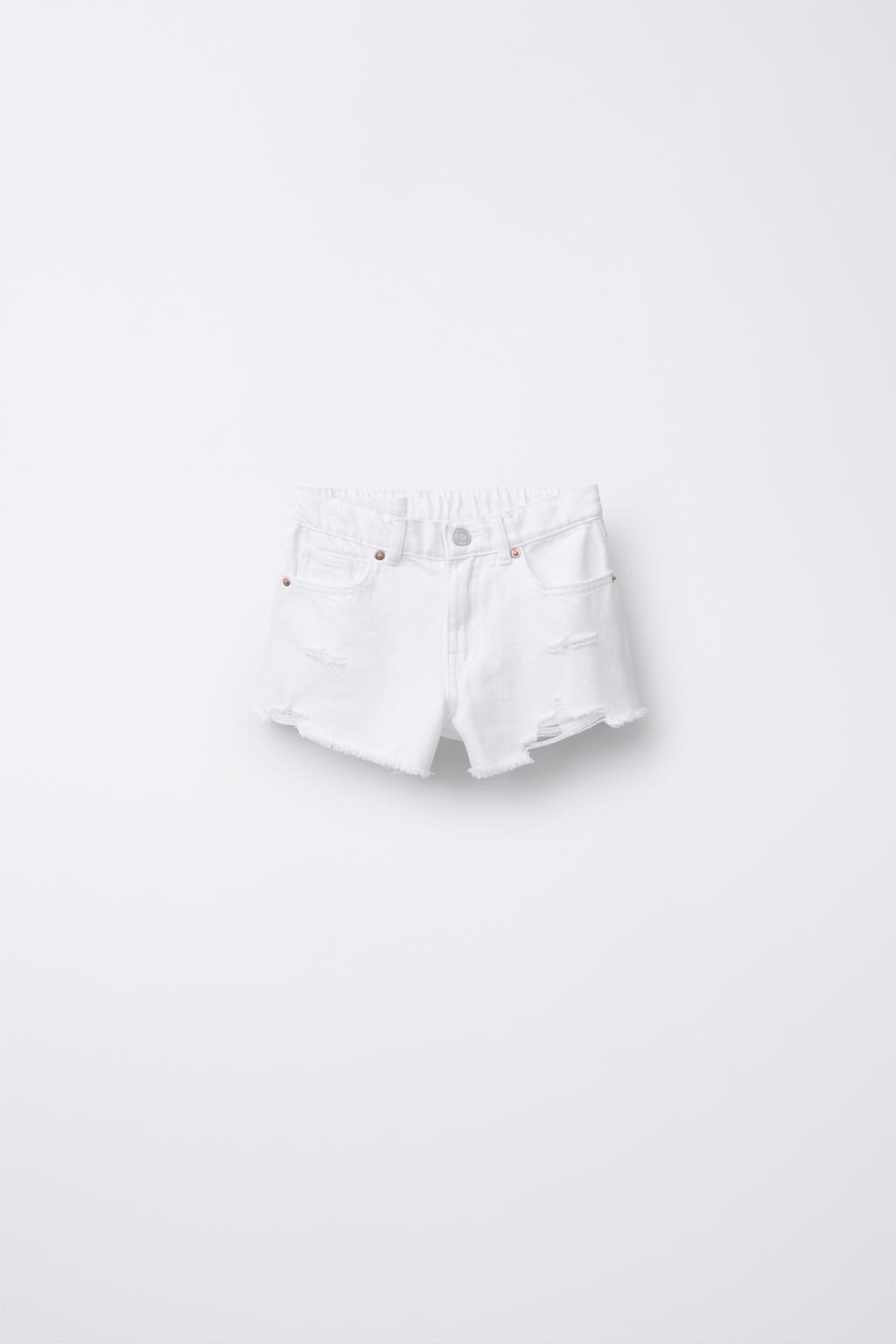 

Рваные джинсовые шорты-бермуды ZARA, белый
