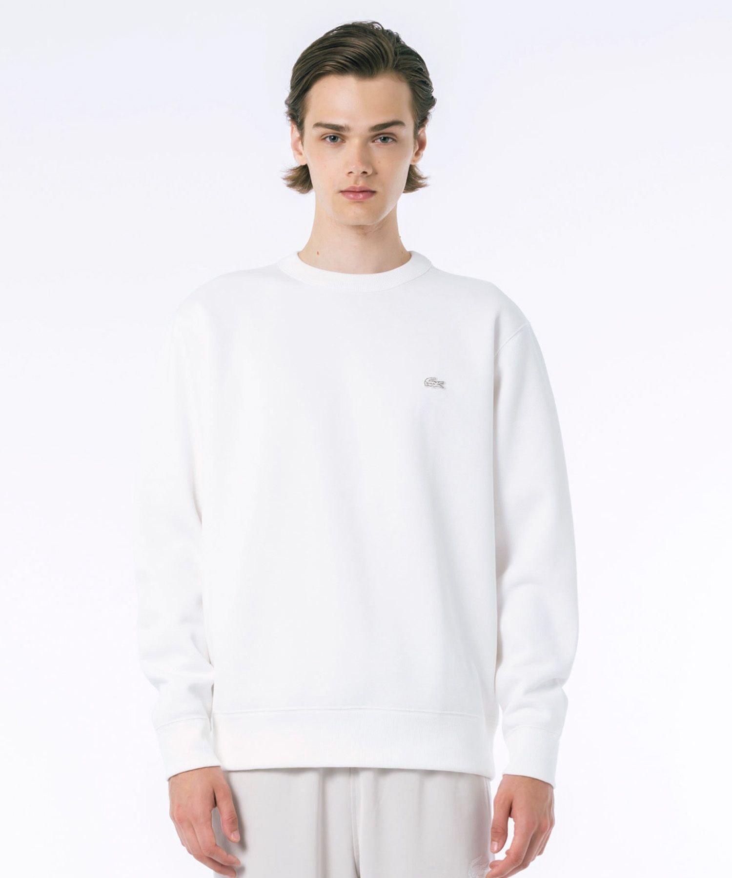 Однотонная толстовка из пике с круглым вырезом LACOSTE, Off white