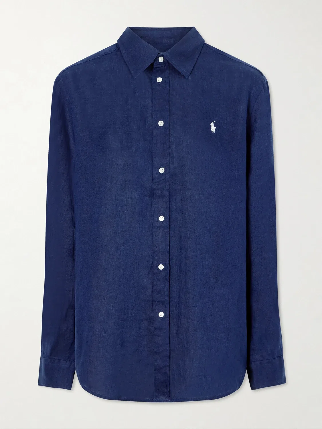 Вышитая льняная рубашка POLO RALPH LAUREN, синий