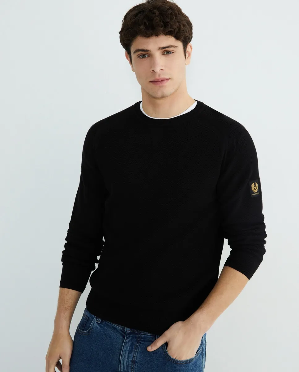 

Мужской махровый хлопковый свитер с длинными рукавами Belstaff, черный