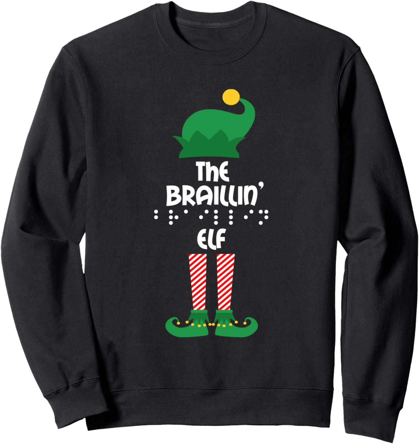 

Семейная рождественская пижама-толстовка Braillin' Elf Visit The Braille Apparel And Merchandise Store, черный