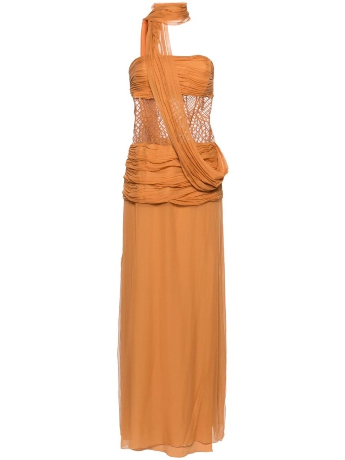 

Alberta Ferretti длинное кружевное платье без бретелей, коричневый